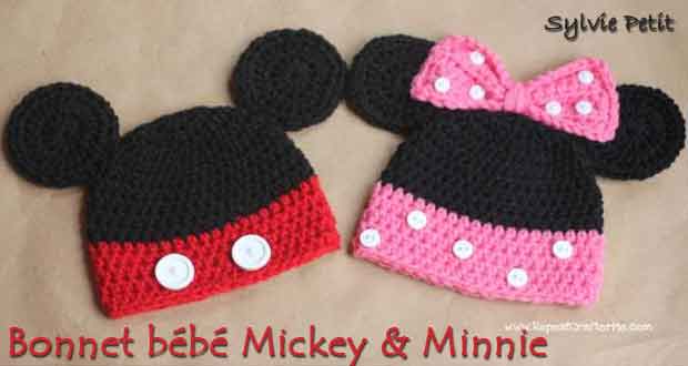 Bonnets Mickey et Minnie pour bébé