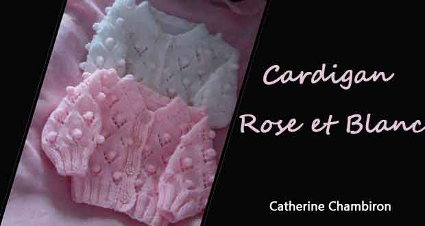Cardigan rose et blanc